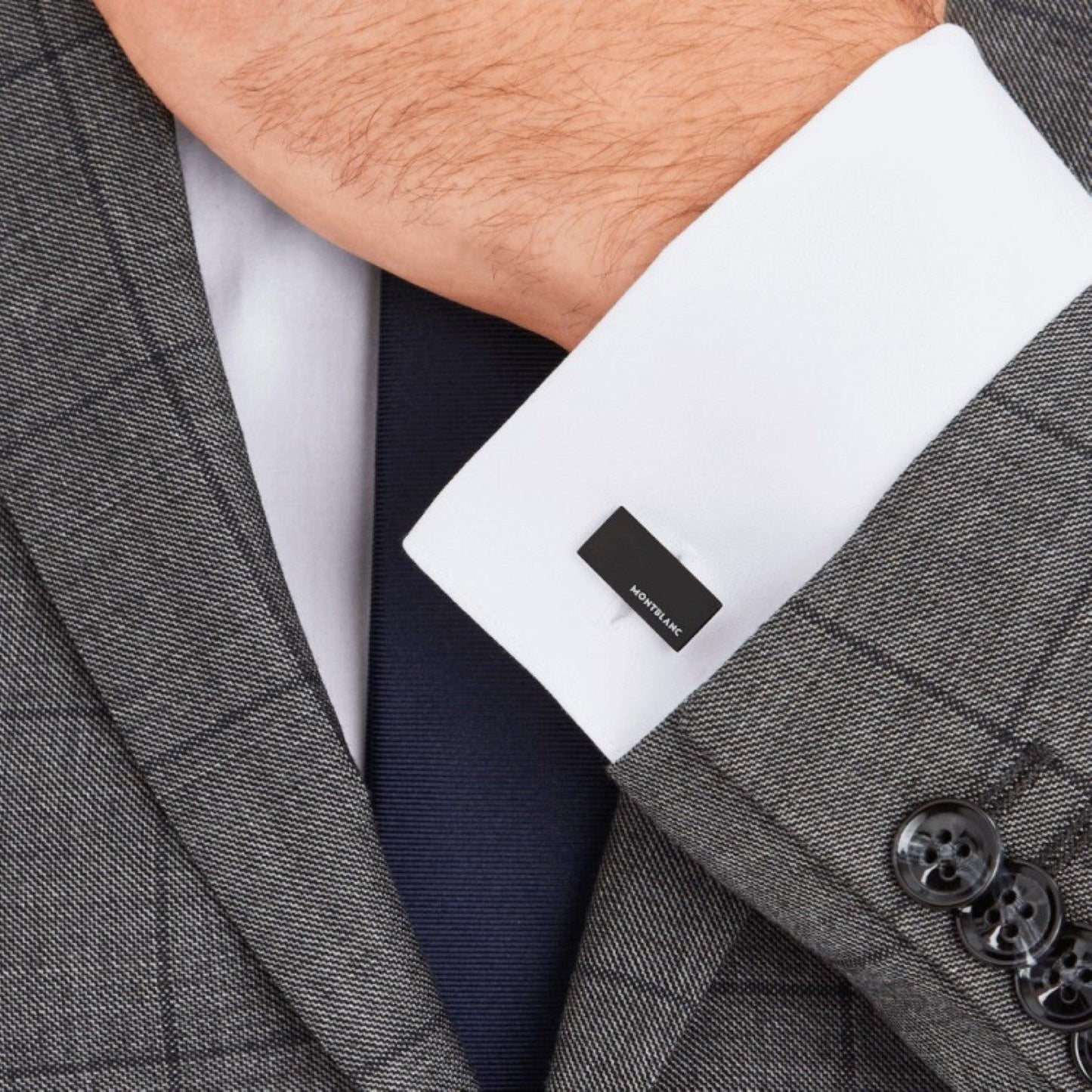 Montblanc gemelli rettangolari in acciaio e PVD nero 114761