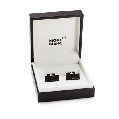 Montblanc gemelli rettangolari in acciaio e PVD nero 114761