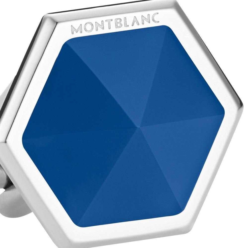 Montblanc gemelli Sartorial agata blu acciaio 118600
