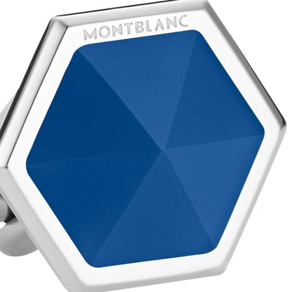 Montblanc gemelli Sartorial agata blu acciaio 118600