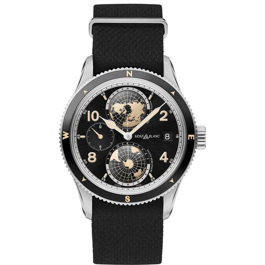 Montblanc orologio 1858 Geosphere Automatic UTC 42mm nero automatico acciaio 117837