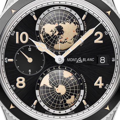 Montblanc orologio 1858 Geosphere Automatic UTC 42mm nero automatico acciaio 117837