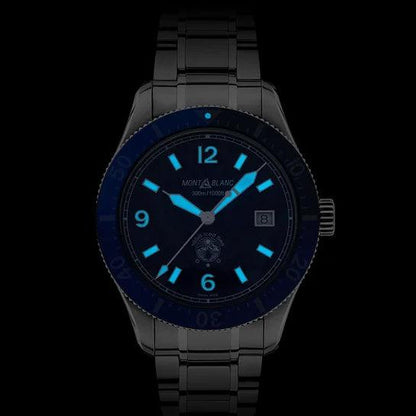 Montblanc orologio 1858 Iced Sea Date 41mm blu automatico acciaio 129369