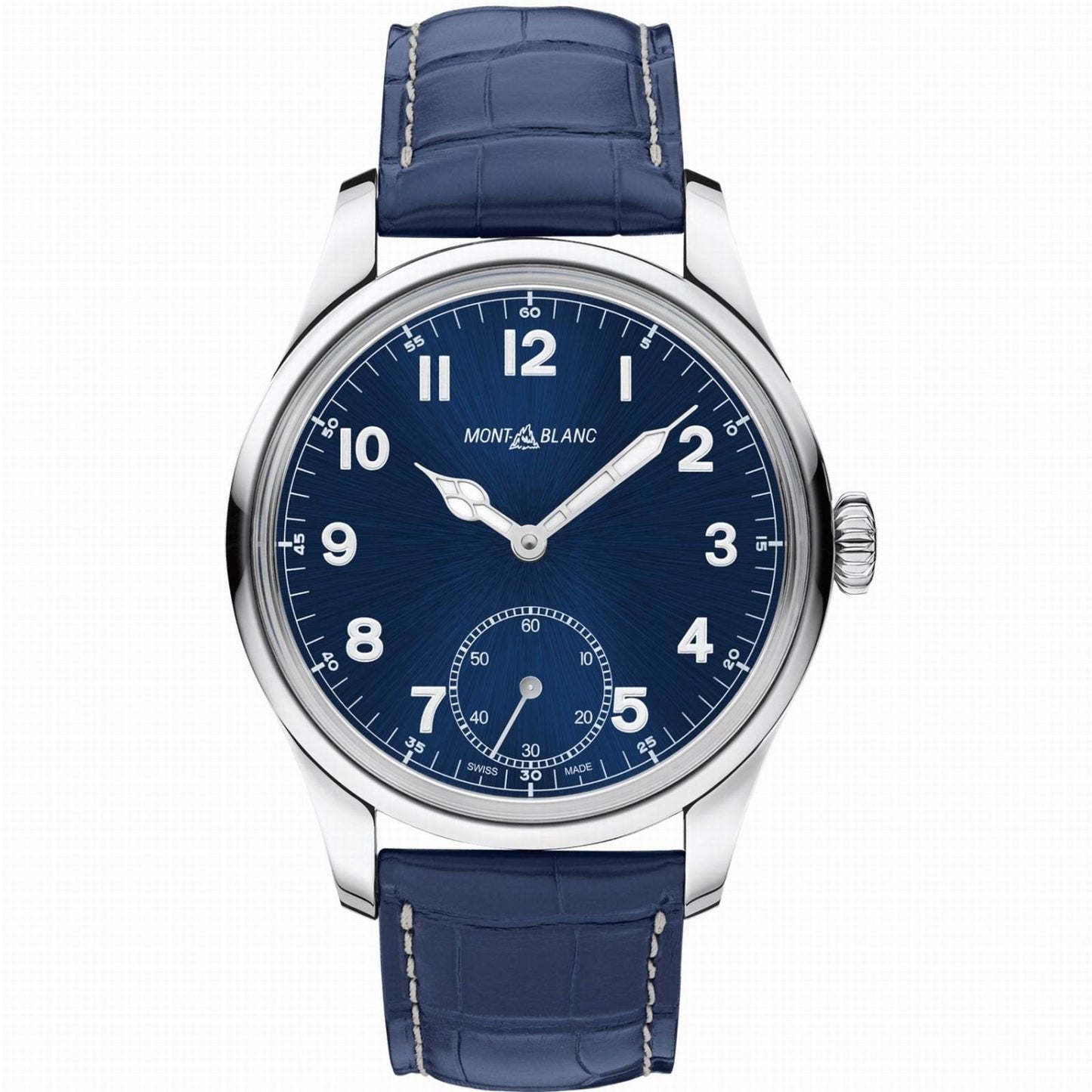 Montblanc orologio 1858 Manual Small Second 44mm blu carica manuale acciaio 113702