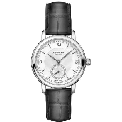 Montblanc orologio Star Legacy Small Second 32mm argento diamanti automatico acciaio 118536