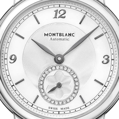 Montblanc orologio Star Legacy Small Second 32mm argento diamanti automatico acciaio 118536