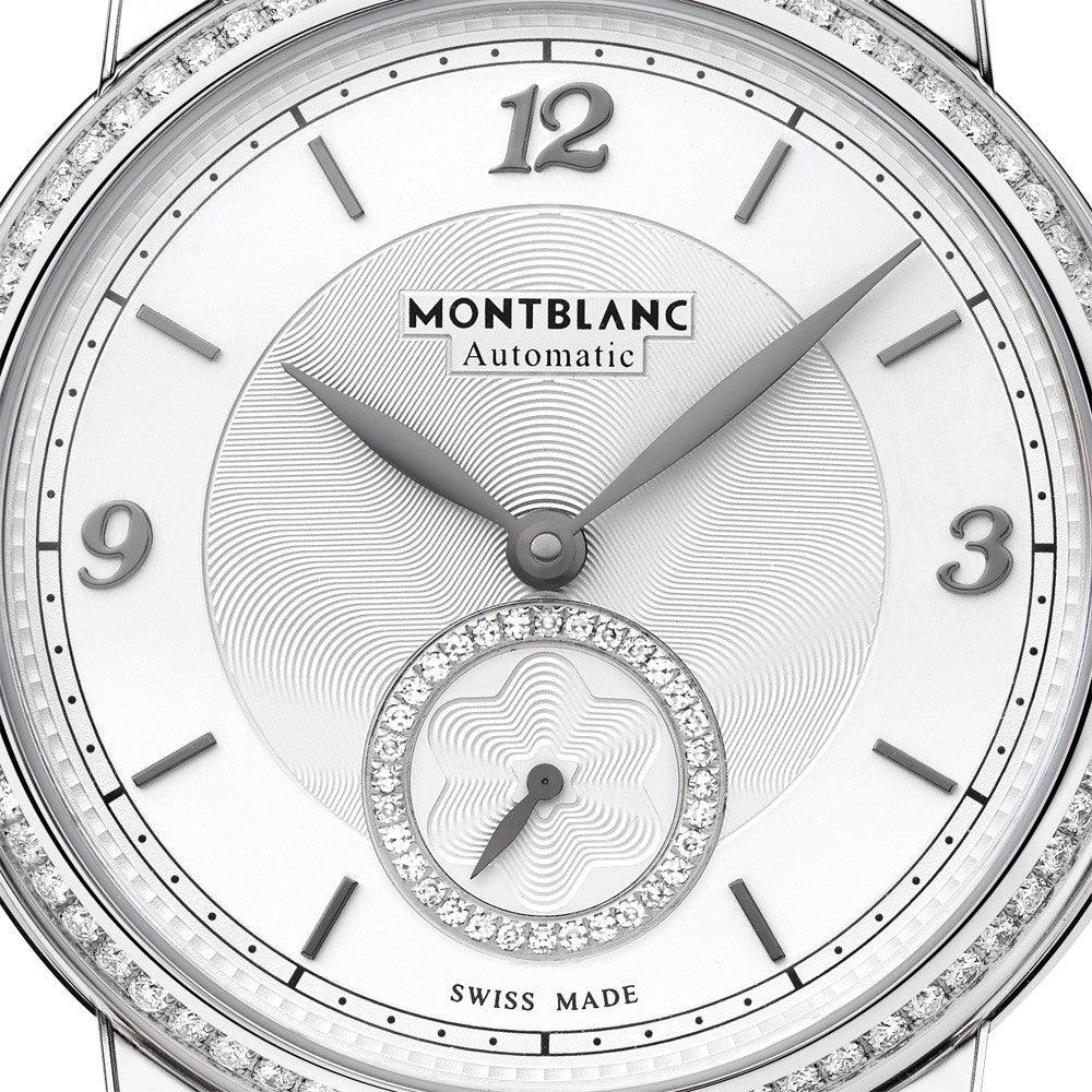 Montblanc orologio Star Legacy Small Second 36mm argento diamanti automatico acciaio 118507