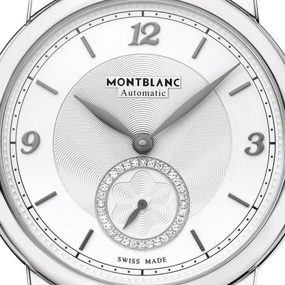 Montblanc orologio Star Legacy Small Second 36mm argento diamanti automatico acciaio 118511