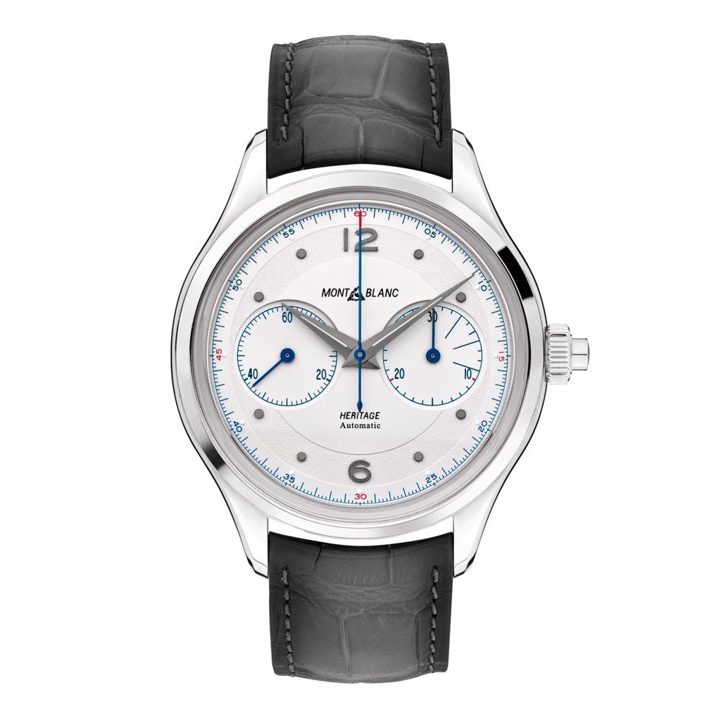 Montblanc orologio uomo Heritage Monopusher Chronograph 42mm automatico alligatore grigio 119951