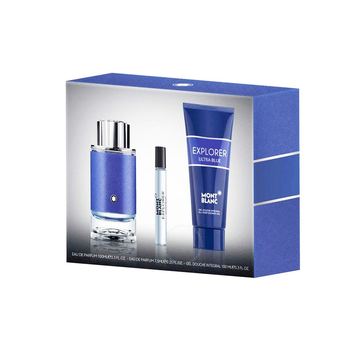 Montblanc set regalo Explorer Ultra Blue EDP 100ML + 7.5ML SPRAY + 100ML SG MB020C07S1