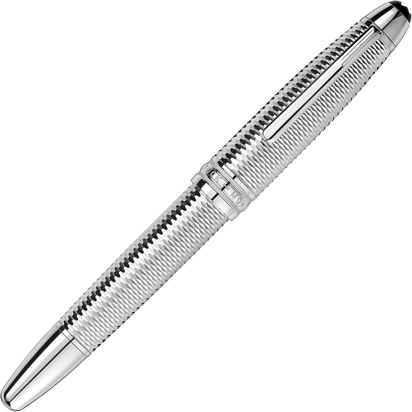 Montblanc stilografica Meisterstück Geometry Solitaire LeGrand punta M finitura platino colore argento 118097