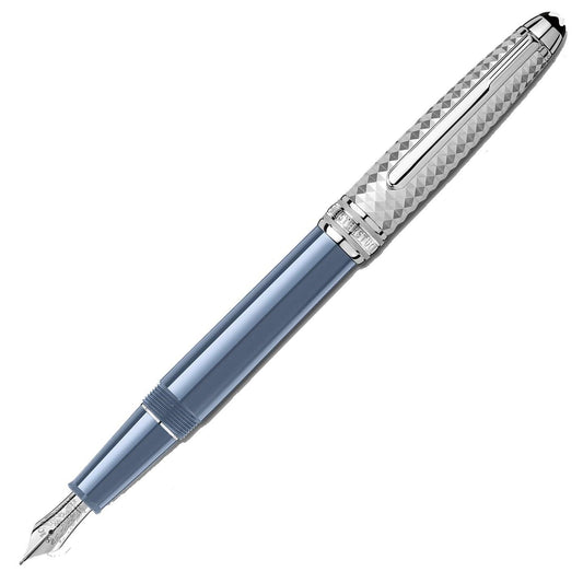 Montblanc stilografica Meisterstück Glacier Doué blu punta M 129403