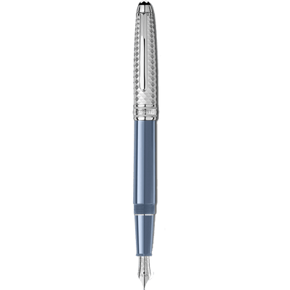 Montblanc stilografica Meisterstück Glacier Doué blu punta M 129403