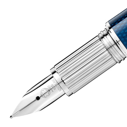 Montblanc stilografica StarWalker Blue Planet Metal Doué acciaio resina blu punta M 125284