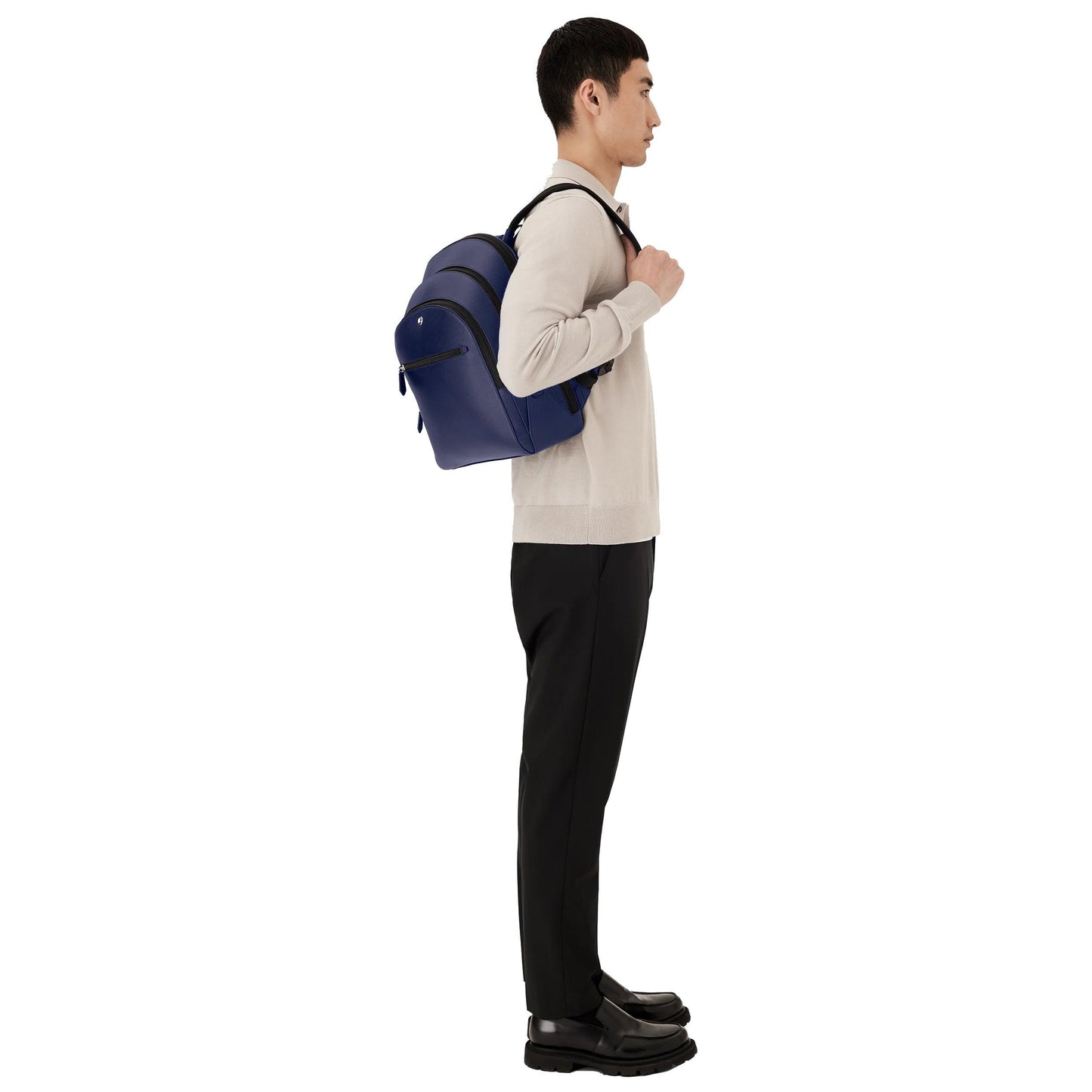 Montblanc zaino medio 3 scomparti sartorial blu 131716