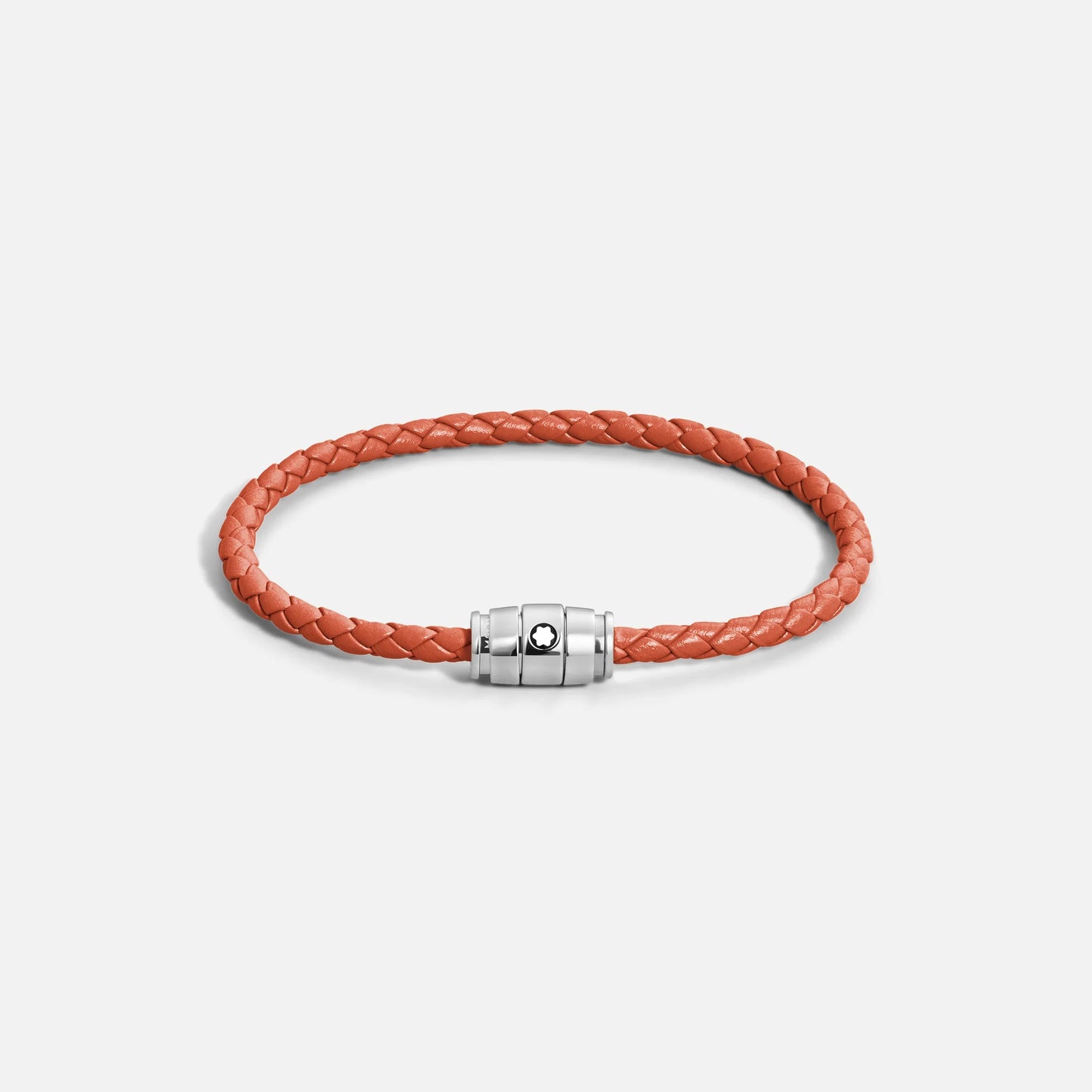 Montblanc bracciale in acciaio a 3 anelli e pelle Meisterstück Cayenne misura L 13429168