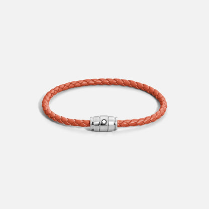 Montblanc bracciale in acciaio a 3 anelli e pelle Meisterstück Cayenne misura L 13429168