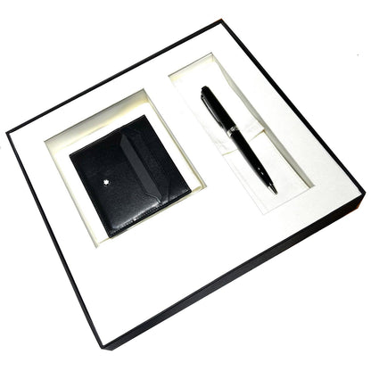 Montblanc set sfera Pix e portacarte di credito 6cc Meisterstuck nera 137793
