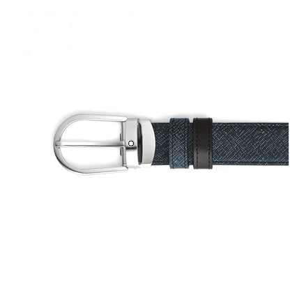 Montblanc cintura reversibile Tweed blue / nero 220965