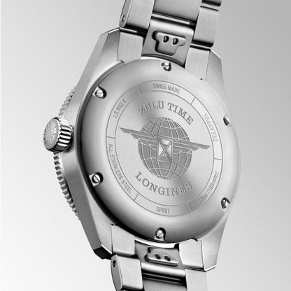 Longines orologio Spirit Zulu Time 39mm nero automatico acciaio L3.802.4.50.6