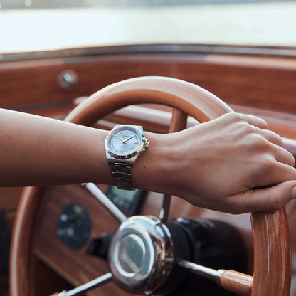 Longines orologio Conquest 34mm azzurro automatico acciaio L3.430.4.92.6