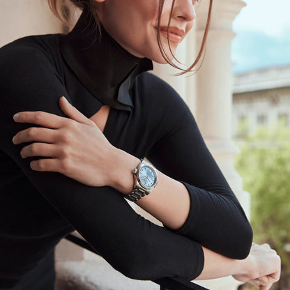 Longines orologio Conquest 34mm azzurro automatico acciaio L3.430.4.92.6