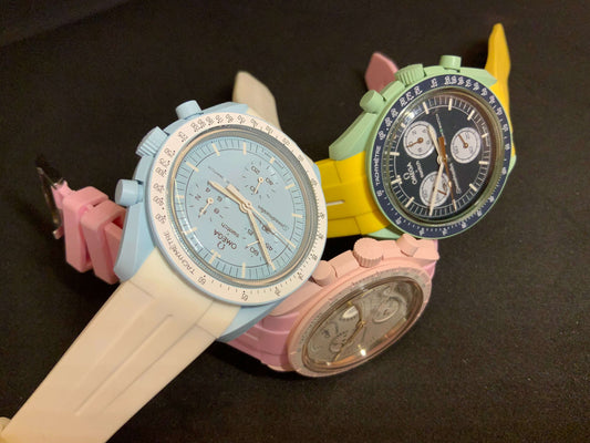 Wraparound "SILICONE" straps for all OmegaSwatch models of the "Mission to the Moon" series and other watches with 20mm lugs (Timex, Seiko, Citizen etc .)